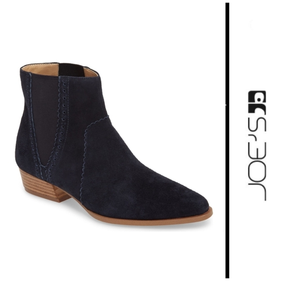 Joe's Jeans Brogue Detailed Black Suede Bootie - Picture 1 of 13